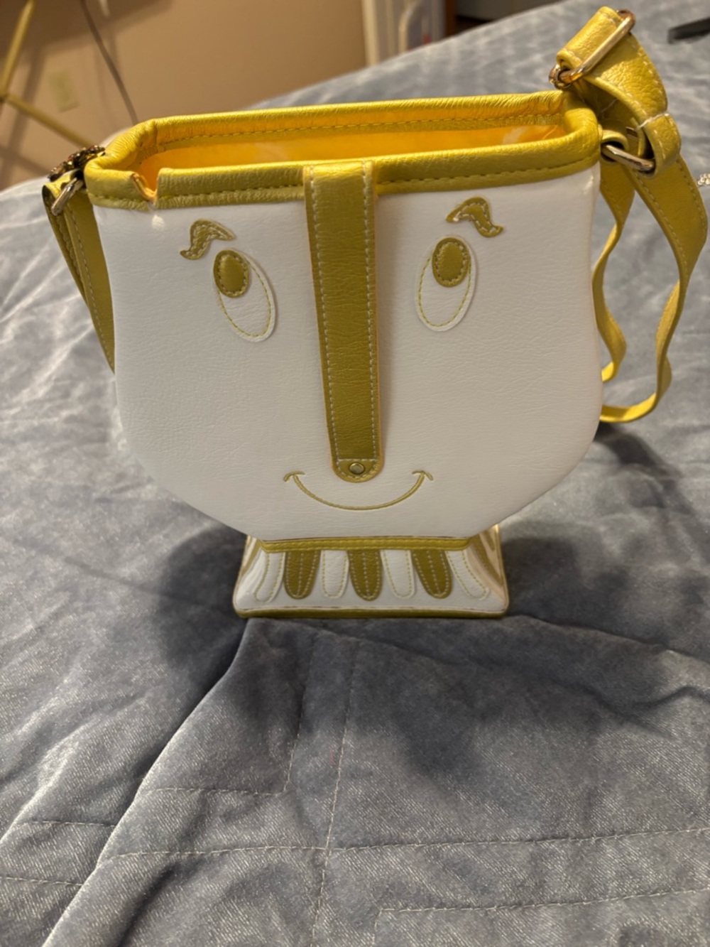 Betsey Johnson White & Yellow beauty and the beast chip Crossbody Bag